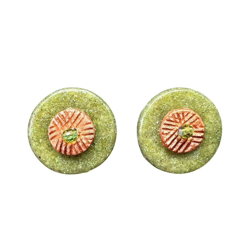 Vintage Artisan, Button Clip on Earrings by Two Doves Artworks